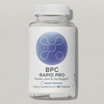 InfiniWell BPC Rapid Pro Rapid-Release dietary supplement bottle with white capsules visible, front label, 60 capsules.