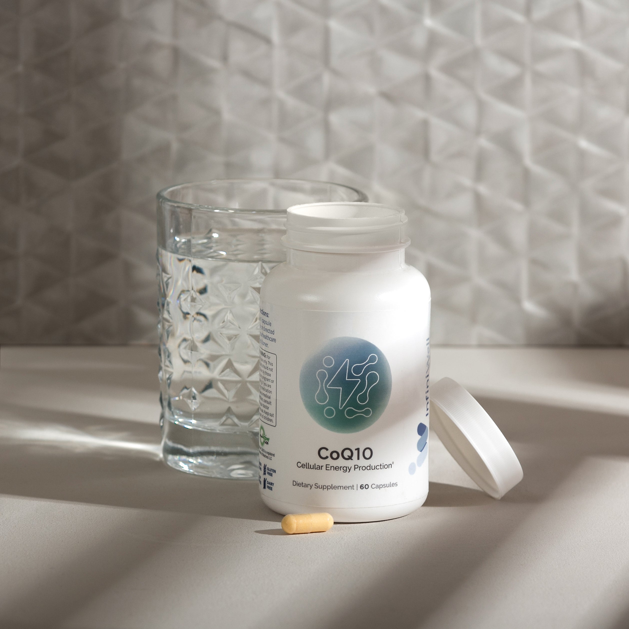 CoQ10 Cellular Energy Production dietary supplement: 60 capsules for enhanced energy.