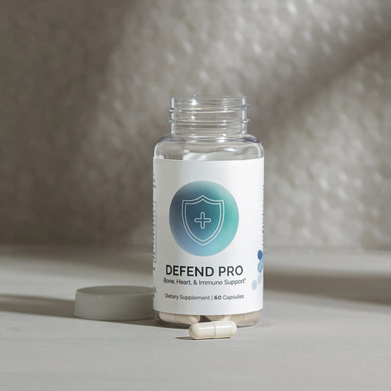 DEFEND PRO dietary supplement: 60 capsules for bone, heart & immune support.