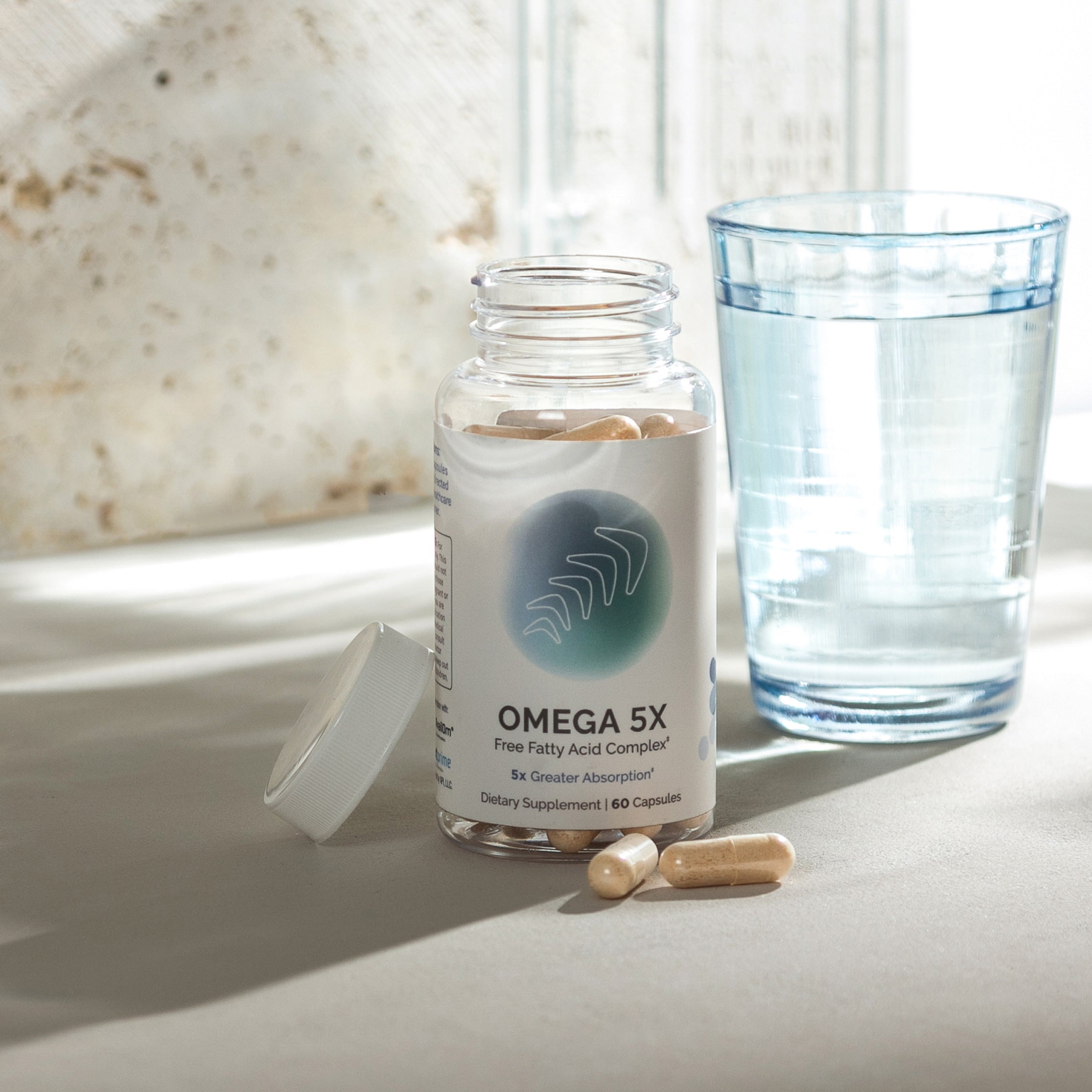 OMEGA 5X Free Fatty Acid Complex dietary supplement: 60 capsules, 5x greater absorption.