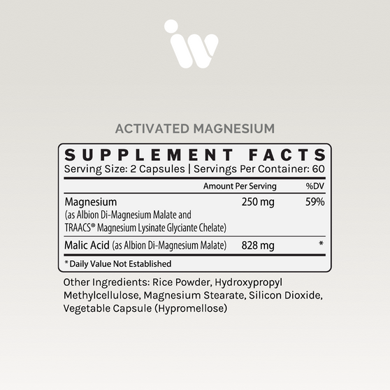 InfiniWell Activated Magnesium: 120 capsules for sleep, mood, & musculoskeletal support.
