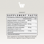 Supplement Facts panel for InfiniWell IgNIGHT showing serving size, active ingredients, dosage, and other ingredients.