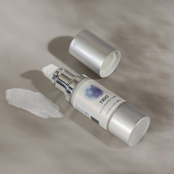 TRIO GHK-Cu/Argireline/Leuphas Cosmetic Cream, 30ml, silver pump bottle & white cream