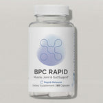 Front label of InfiniWell BPC Rapid rapid-release dietary supplement bottle with 60 capsules on white background.