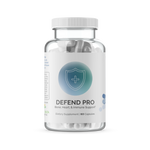 InfiniWell Defend Pro dietary supplement bottle with 60 capsules, front product label on transparent background.
