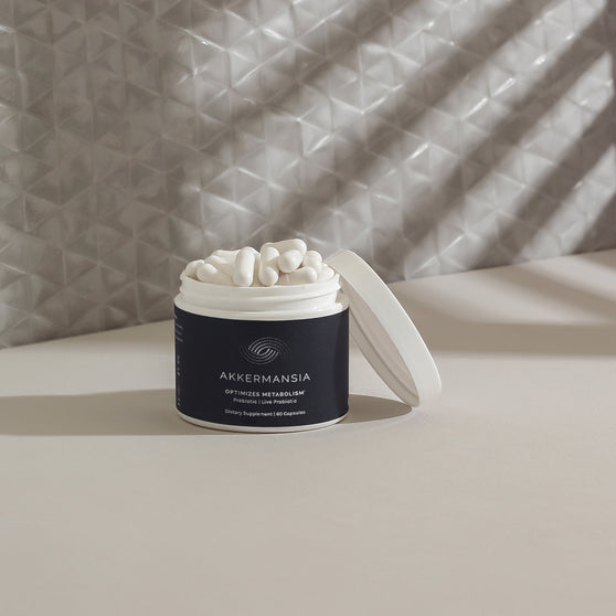 Akkermansia: 60 capsules prebiotic & live probiotic dietary supplement to optimize metabolism.
