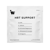 Dietary supplement packet listing ingredients: DIM, Defend, Activated Magnesium, Methylated B-Complex, and Omega 5x.
