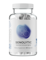 Infiniwell Senolytic optimize immune aging dietary supplement bottle with 30 capsules on transparent background