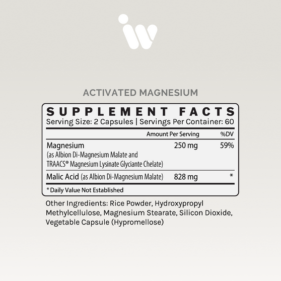 InfiniWell Activated Magnesium: 120 capsules for sleep, mood, & musculoskeletal support.
