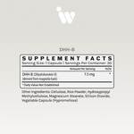 Supplement Facts panel for InfiniWell DHH-B Mood Support showing serving size, active ingredient, and other ingredients.