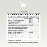 Supplement facts label showing dosages per serving of various ingredients including bergamot orange extract and green tea extract.
