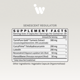 Supplement facts panel listing serving size, ingredients, and amounts per serving.
