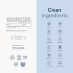 InfiniWell BPC-Lx Pro supplement facts panel with clean ingredient icons and certification badges.